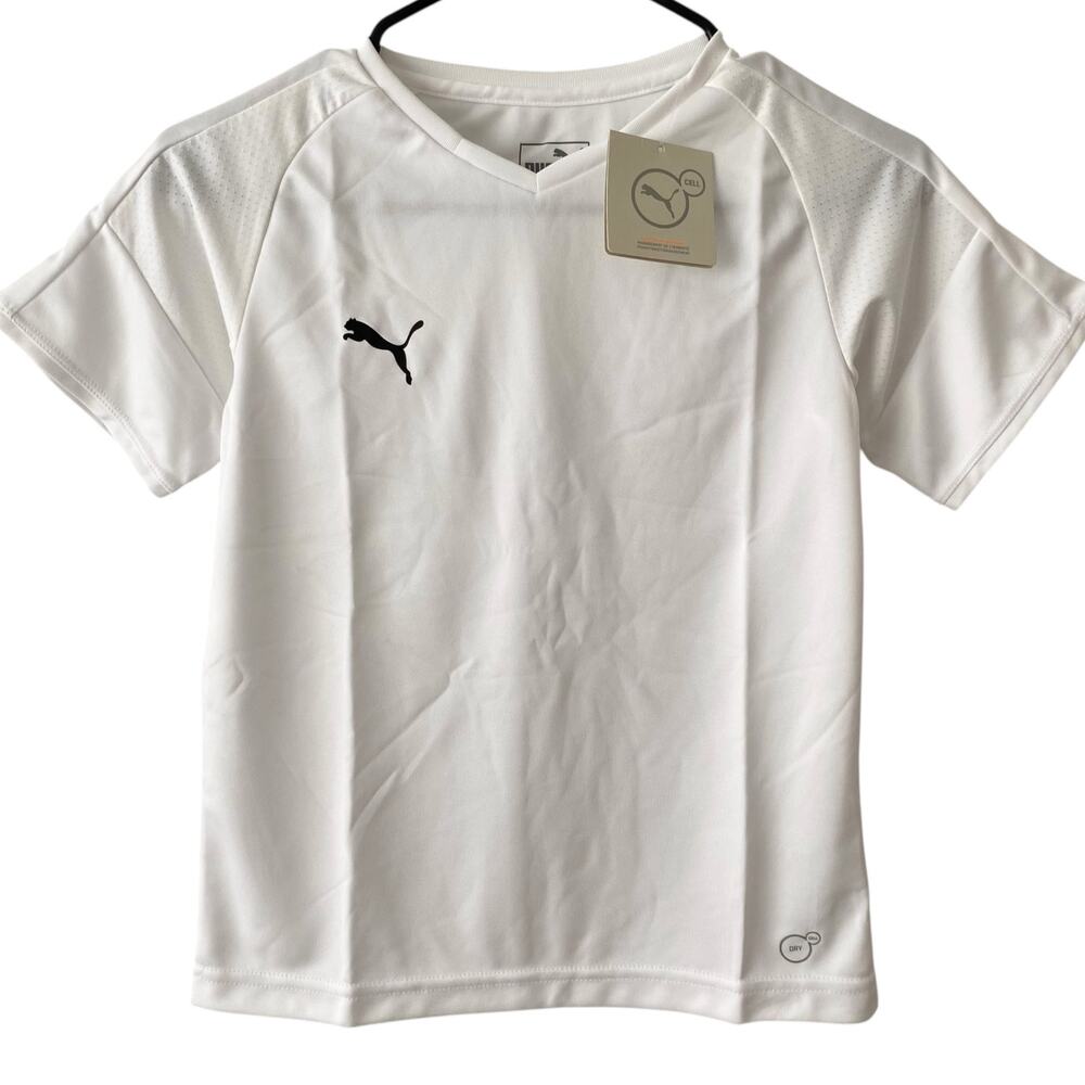 NEW PUMA Youth Borussia Short Sleeve Jersey White Size Medium Soccer Athletic